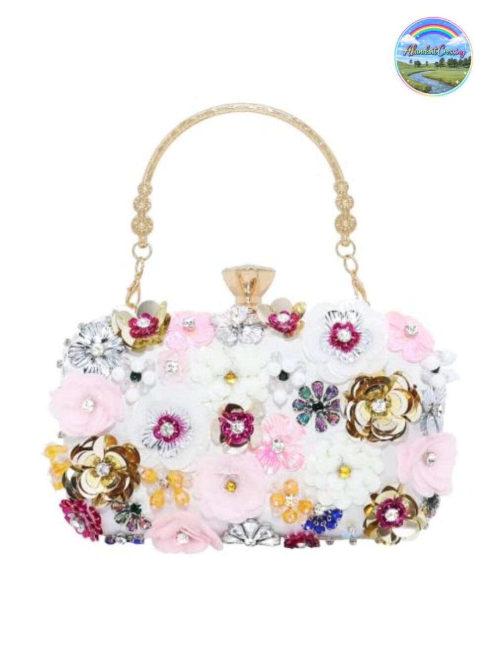 Satin Evening Clutch Purse Floral Handbag Chain Crossbody